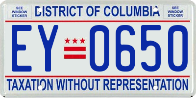 DC license plate EY0650