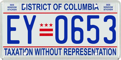 DC license plate EY0653