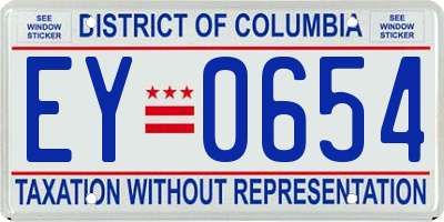 DC license plate EY0654