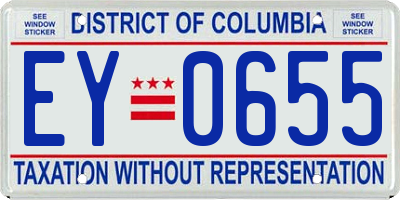 DC license plate EY0655