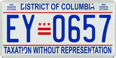 DC license plate EY0657