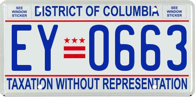 DC license plate EY0663