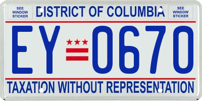 DC license plate EY0670