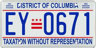 DC license plate EY0671