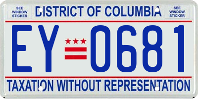 DC license plate EY0681