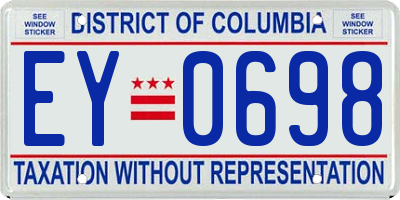 DC license plate EY0698