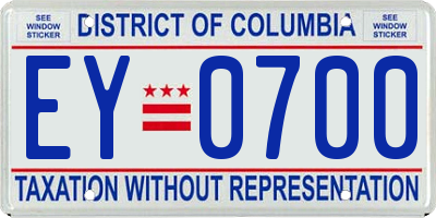 DC license plate EY0700