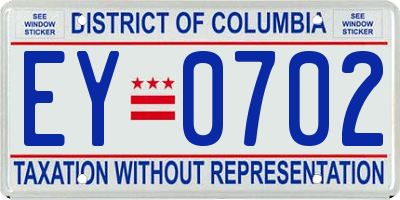 DC license plate EY0702