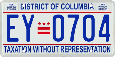 DC license plate EY0704