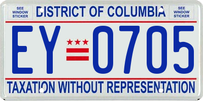 DC license plate EY0705