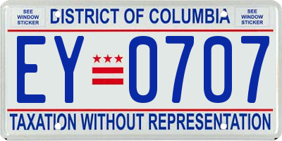 DC license plate EY0707