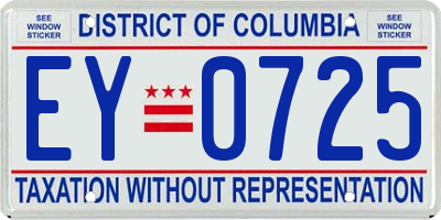 DC license plate EY0725