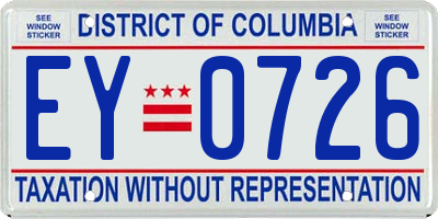 DC license plate EY0726