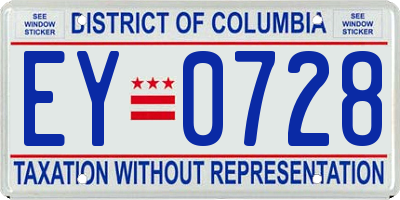 DC license plate EY0728