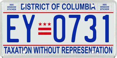 DC license plate EY0731