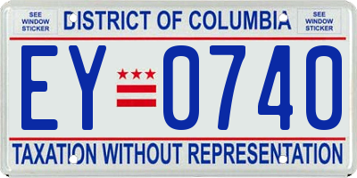 DC license plate EY0740