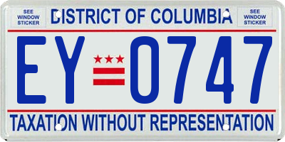 DC license plate EY0747