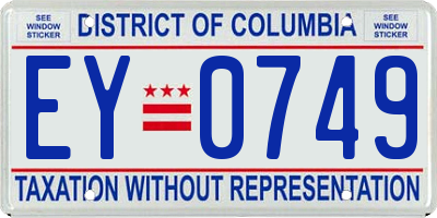 DC license plate EY0749