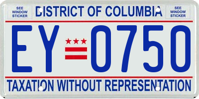 DC license plate EY0750