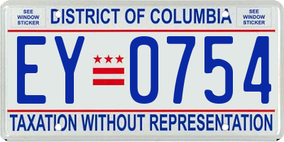 DC license plate EY0754
