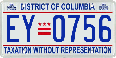 DC license plate EY0756