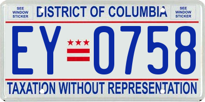 DC license plate EY0758