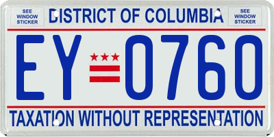 DC license plate EY0760