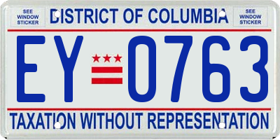 DC license plate EY0763