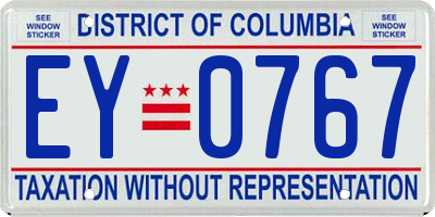 DC license plate EY0767