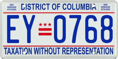 DC license plate EY0768