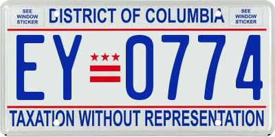 DC license plate EY0774