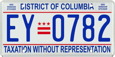 DC license plate EY0782