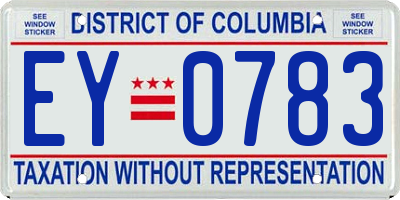 DC license plate EY0783