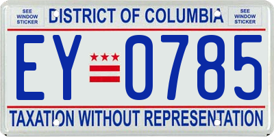 DC license plate EY0785