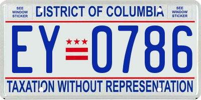 DC license plate EY0786