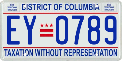 DC license plate EY0789