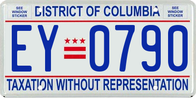 DC license plate EY0790