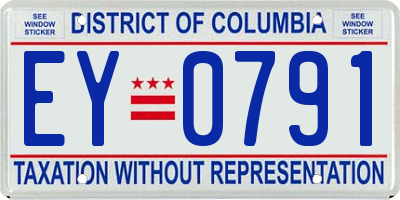 DC license plate EY0791