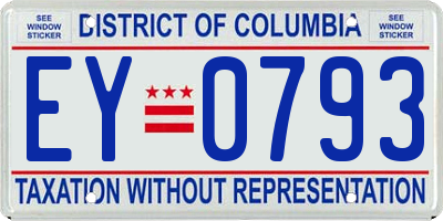 DC license plate EY0793