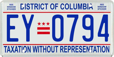 DC license plate EY0794