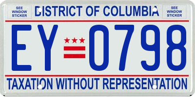 DC license plate EY0798