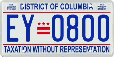 DC license plate EY0800