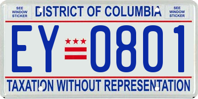 DC license plate EY0801