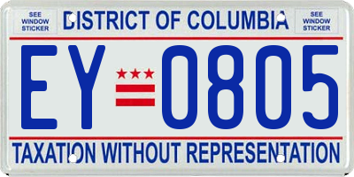 DC license plate EY0805