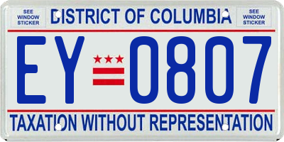 DC license plate EY0807