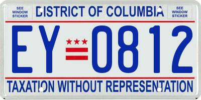 DC license plate EY0812