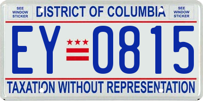 DC license plate EY0815