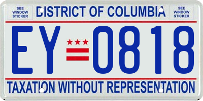 DC license plate EY0818