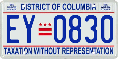 DC license plate EY0830