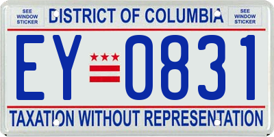 DC license plate EY0831